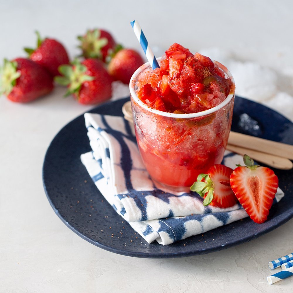 Strawberry Raspado with Homemade Chamoy Sauce - elrestaurante.com